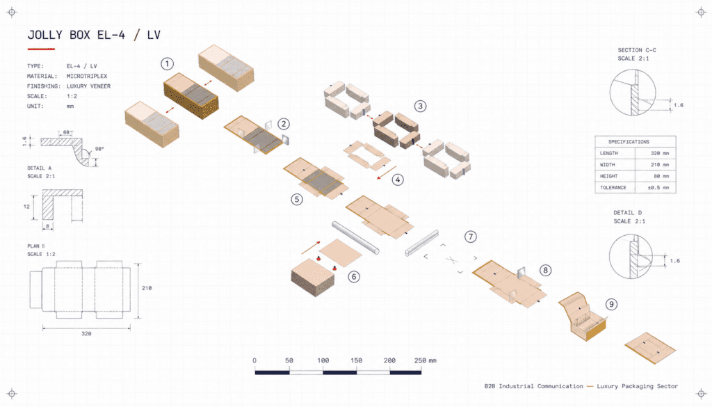 Technical illustration for industrial packaging — Digital Communication Specialist portfolio