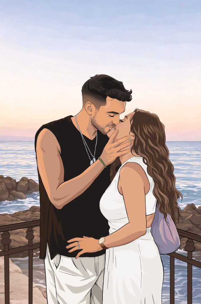 Ritratto digitale illustrazione personalizzata coppia